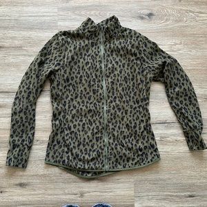 Old Navy Leopard Print Zip-Up Hoodie - Green and Black